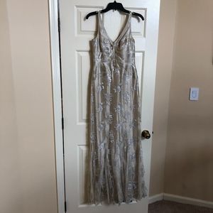 Stunning gold evening gown with lace overlay